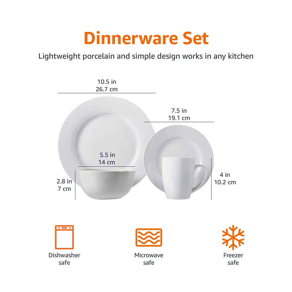 16 Piece Porcelain Kitchen Dinnerware Set Support OEM - Image 3