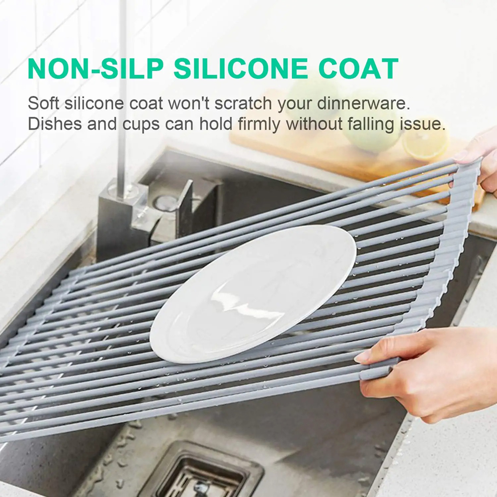 Wholesale Gray Roll Up Dish Drying Rack - Image 4